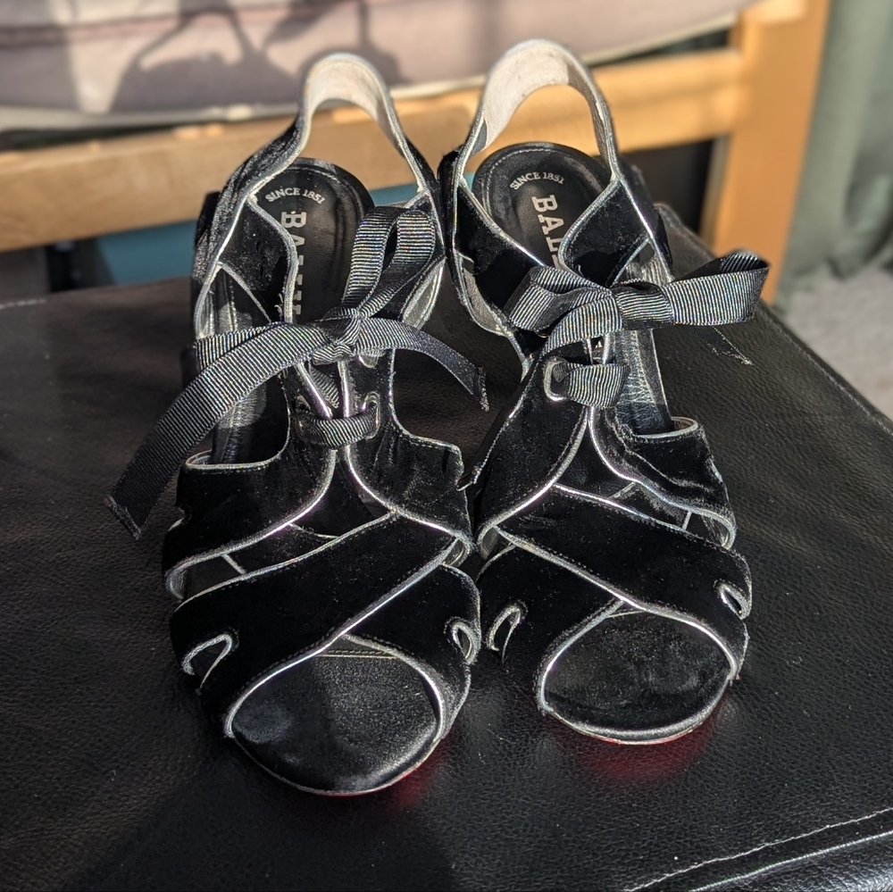 Bally Black Velvet Heels - Sz 7.5 US/38 EU